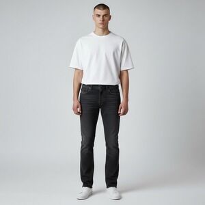 Diesel Safado-R Jeans Mens Sz 30 Black Button Fly Slim Straight Stretch Denim